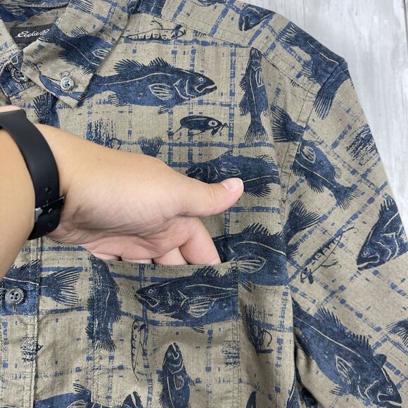 Eddie Bauer Shirt Men Medium Multi Fishing Button Down Classic Fit Outdoor Camp - Picture 2 of 9